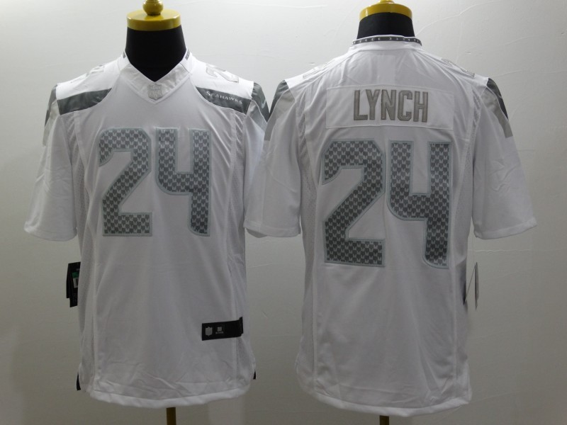 Men's Seattle Seahawks Marshawn Lynch #24 White Jersey
